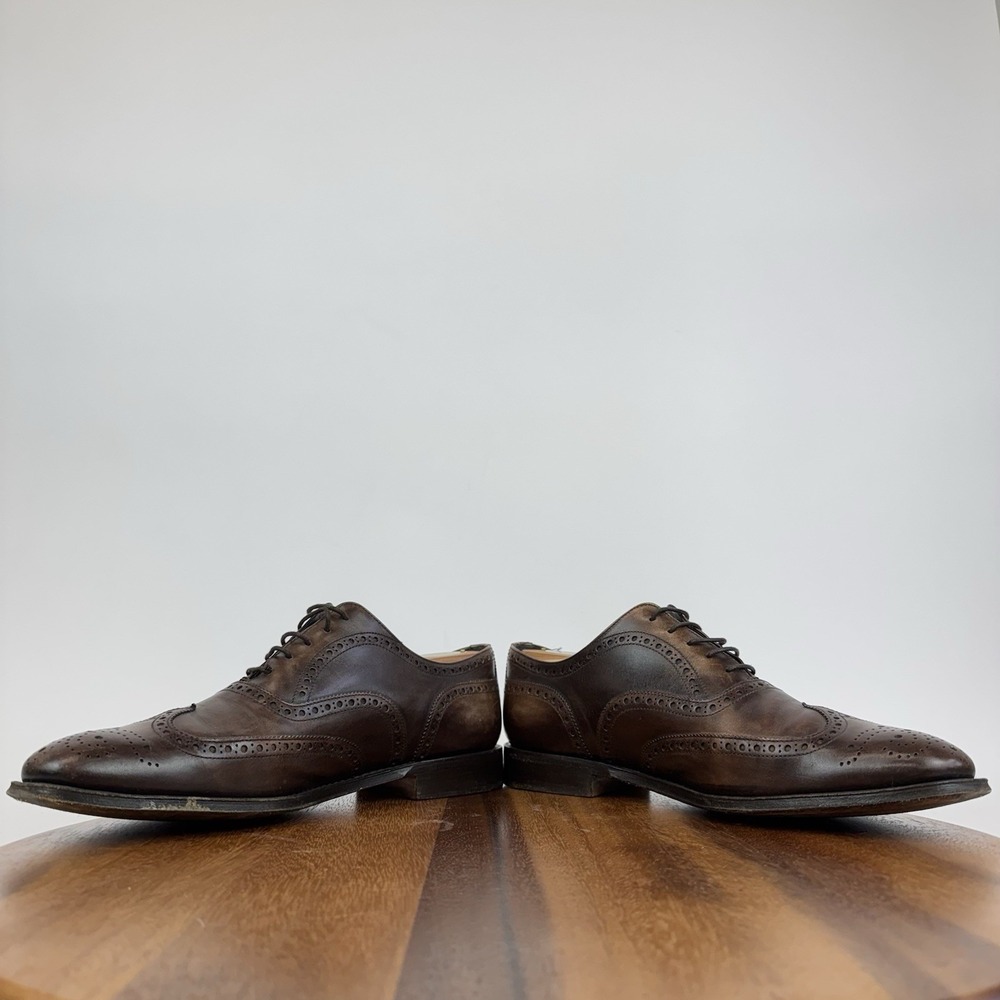 Mens Prada Milano Brown‎ Perforated Leather Wingtip Derby Oxfords Size US 8 - Picture 4 of 7